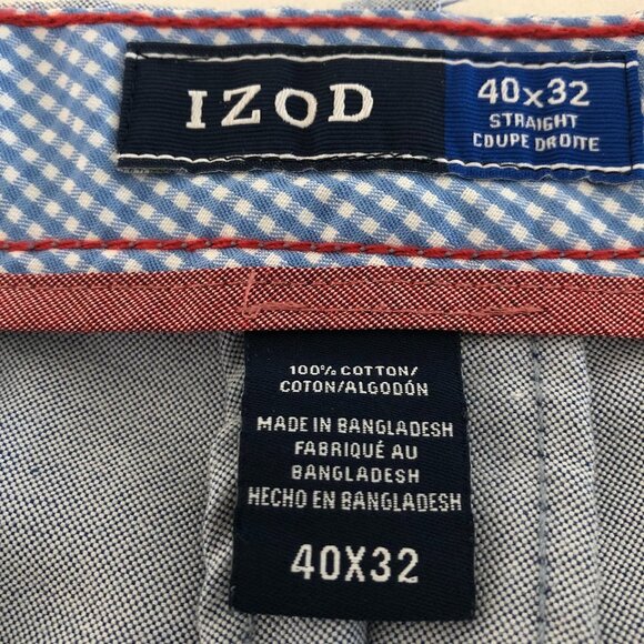 IZOD Golf Casual Activewear Straight Leg Flat Front Pants in Blue Size 40 x 29 - Picture 10 of 12